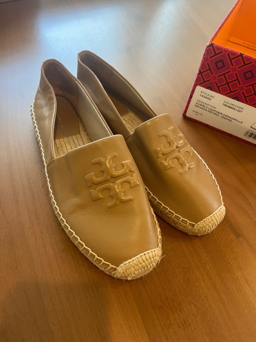 Tory Burch Tan Leather Espadrille Flats - Picture 3 of 9